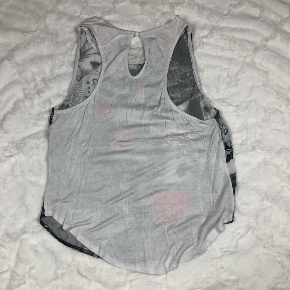 Mauve Love Graphic Beaded Neckline Sleeveless Blouse size M - Picture 10 of 12